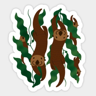 Sea Otters Playing Hide and Seek with Kelp Sticker